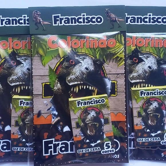 Mini Livro de Colorir + Giz de Cera Dinossauro Jurassic