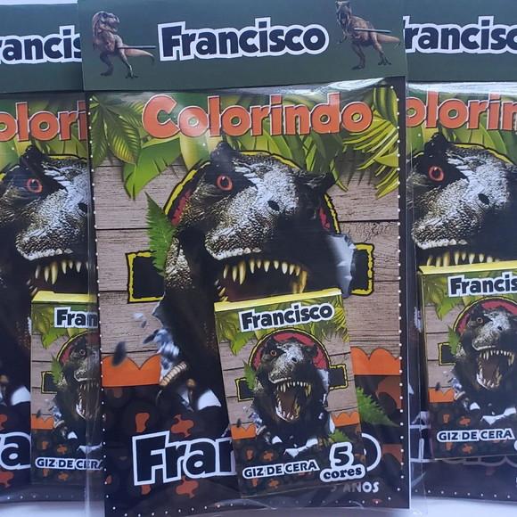 Mini Livro de Colorir + Giz de Cera Dinossauro Jurassic
