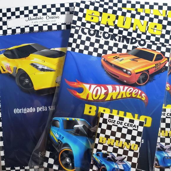 Mini Livro de Colorir + Giz de Cera Hot Wheels