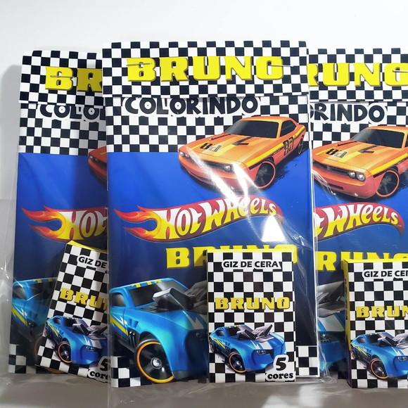 Mini Livro de Colorir + Giz de Cera Hot Wheels