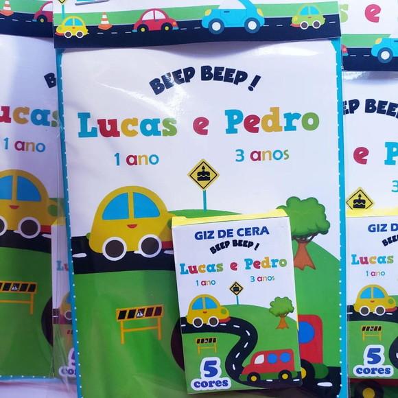 Mini Livro de Colorir Carrinhos / Transporte + Giz de Cera