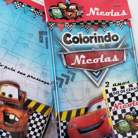 Mini Livro de Colorir Carrinhos / Transporte + Giz de Cera