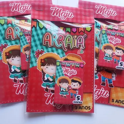 Mini Livro de Colorir + Giz de Cera - Arraiá -festa Junina