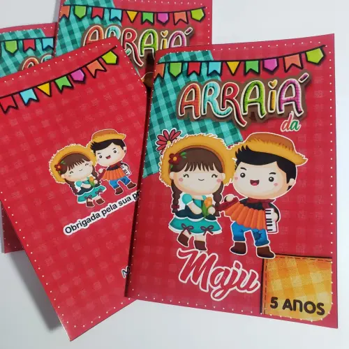 Mini Livro de Colorir + Giz de Cera - Arraiá -festa Junina