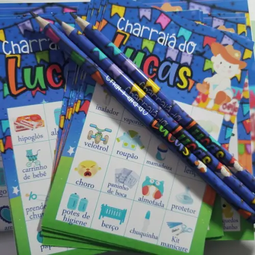 Bingo Baby Personalizado Charraiá + Lápis