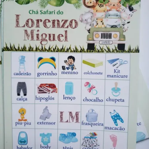 Bingo Baby Personalizado Safari 50unid + Lápis