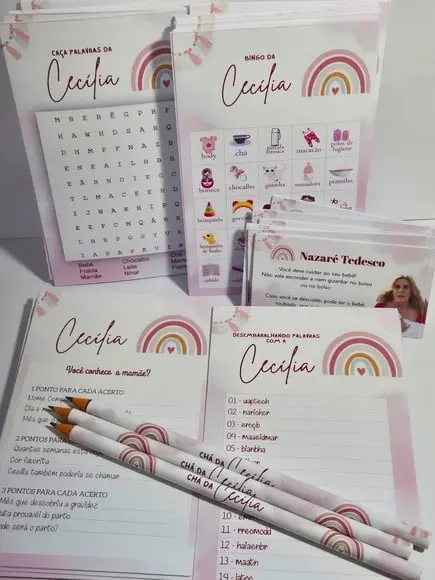 Kit Brincadeiras para Chá de Bebê Personalizado 40 Unid
