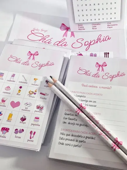 Kit Brincadeiras para Chá de Bebê Personalizado 40 Unid