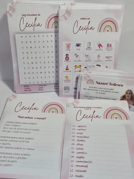 Kit Brincadeiras para Chá de Bebê Personalizado 40 Unid
