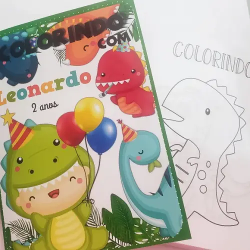 Livro de Colorir + Giz de Cera Dinossauro 15x20cm