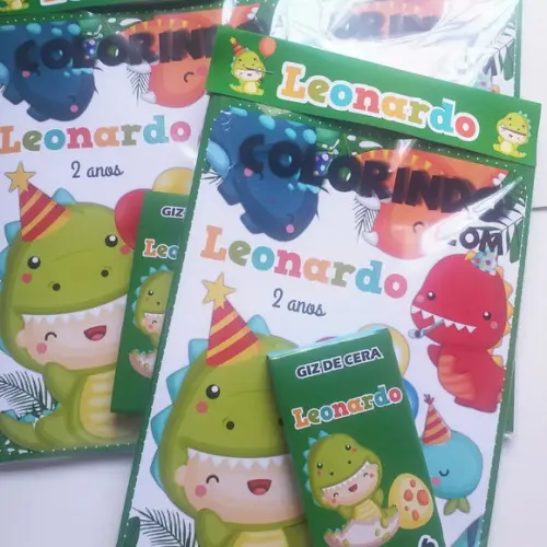 Livro de Colorir + Giz de Cera Dinossauro 15x20cm