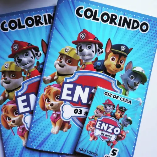 Mini Kit Colorir + Giz de Cera Patrulha Canina