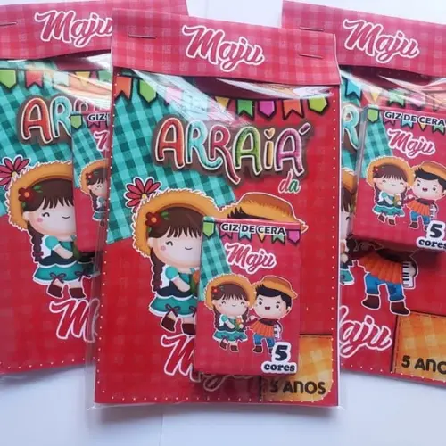 Mini Livro de Colorir + Giz de Cera - Arraiá -festa Junina