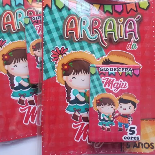 Mini Livro de Colorir + Giz de Cera - Arraiá -festa Junina