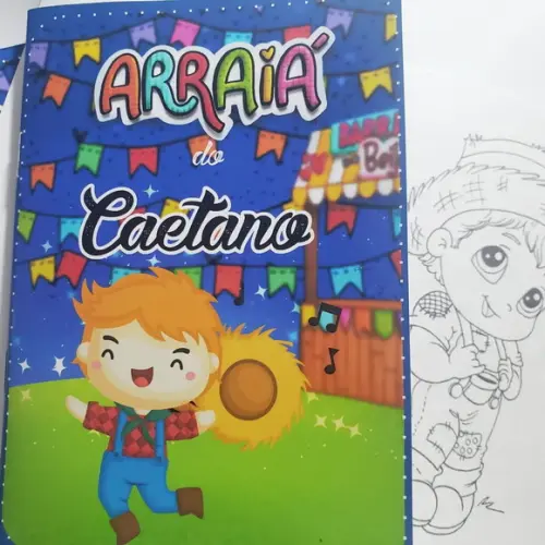 Mini Livro de Colorir + Giz de Cera - Arraiá -festa Junina