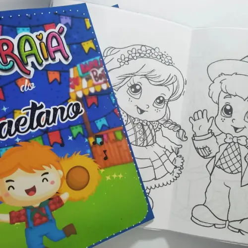 Mini Livro de Colorir + Giz de Cera - Arraiá -festa Junina