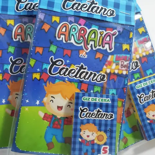 Mini Livro de Colorir + Giz de Cera - Arraiá -festa Junina