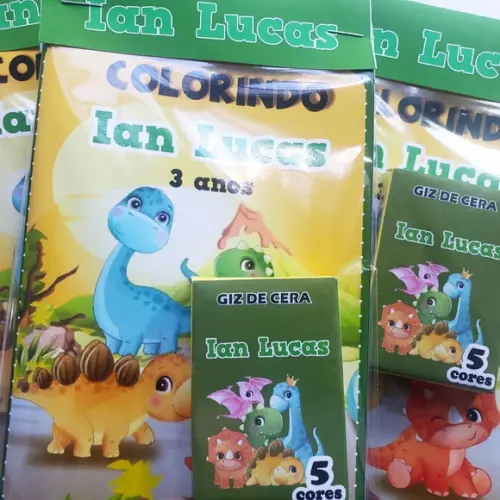 Mini Livro de Colorir + Giz de Cera Dino Baby