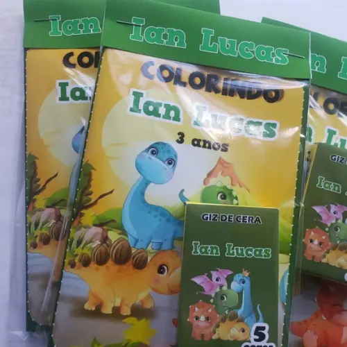 Mini Livro de Colorir + Giz de Cera Dino Baby