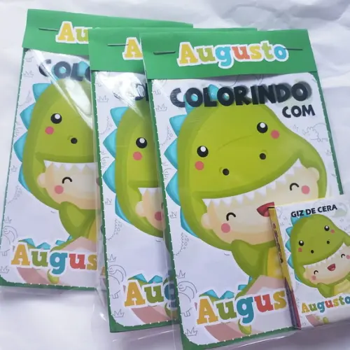 Mini Livro de Colorir + Giz de Cera Dino Baby