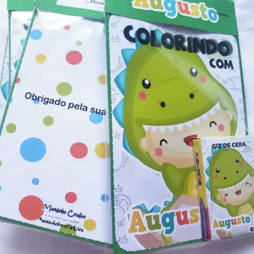 Mini Livro de Colorir + Giz de Cera Dino Baby
