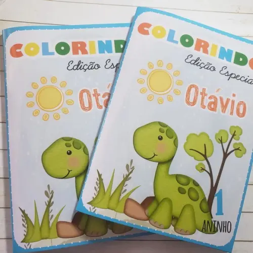 Mini Livro de Colorir + Giz de Cera Dino Baby