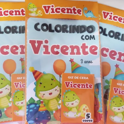 Mini Livro de Colorir + Giz de Cera Dino Baby