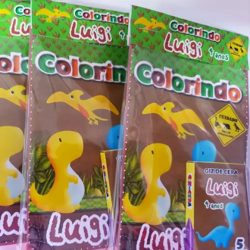 Mini Livro de Colorir + Giz de Cera Dino Baby