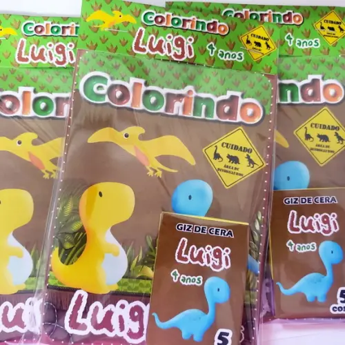 Mini Livro de Colorir + Giz de Cera Dino Baby