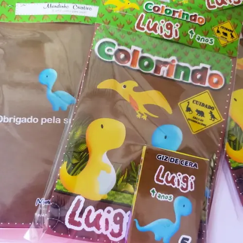 Mini Livro de Colorir + Giz de Cera Dino Baby