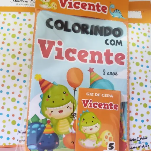 Mini Livro de Colorir + Giz de Cera Dino Baby