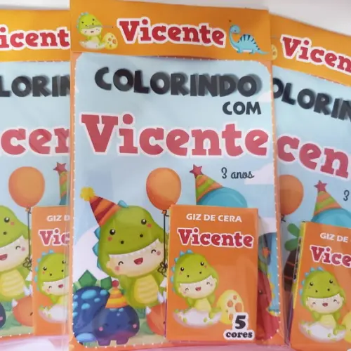 Mini Livro de Colorir + Giz de Cera Dino Baby