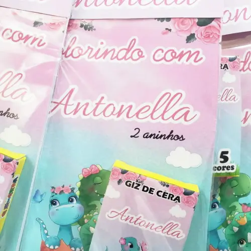 Mini Livro de Colorir + Giz de Cera Dino Baby