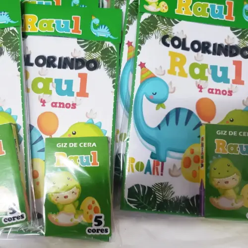 Mini Livro de Colorir + Giz de Cera Dino Baby 3