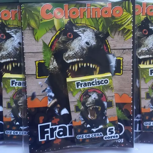 Mini Livro de Colorir + Giz de Cera Dinossauro Jurassic