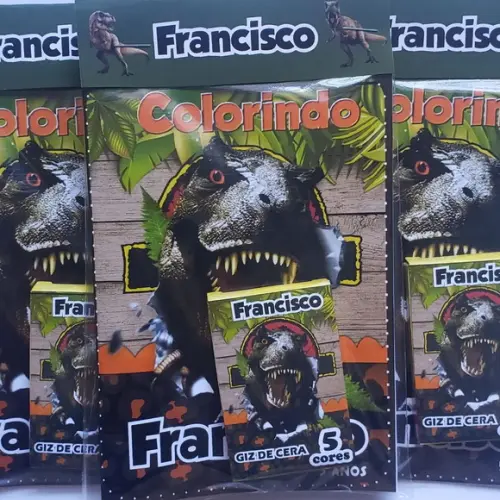 Mini Livro de Colorir + Giz de Cera Dinossauro Jurassic