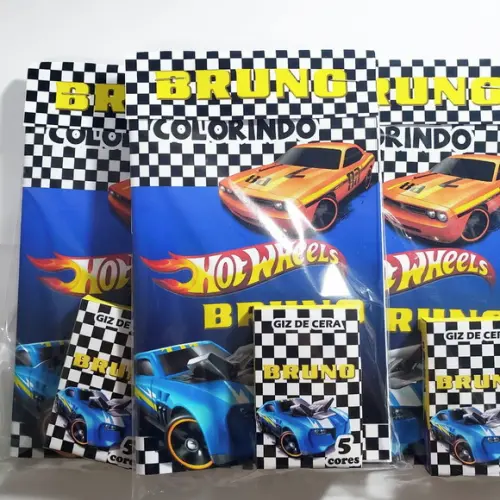 Mini Livro de Colorir + Giz de Cera Hot Wheels
