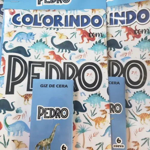 Revistinha de Colorir + Giz de Cera Dinossauro 15x20cm