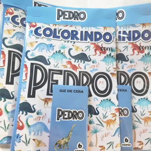Revistinha de Colorir + Giz de Cera Dinossauro 15x20cm