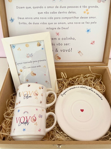 Kit Anúncio de Gravidez Caixa de mdf com Dobradiça e Fecho