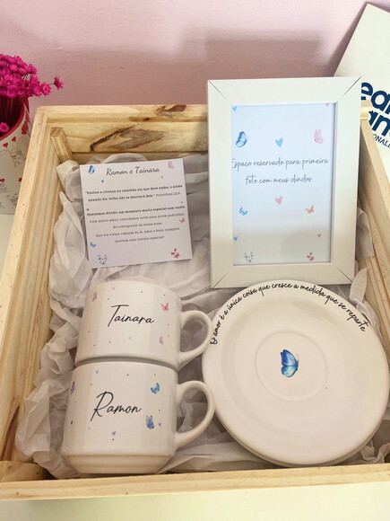 Kit Convite Padrinhos de Batismo - Tema Borboleta