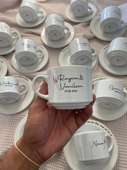 Xícaras com Pires Personalizadas para Casamento
