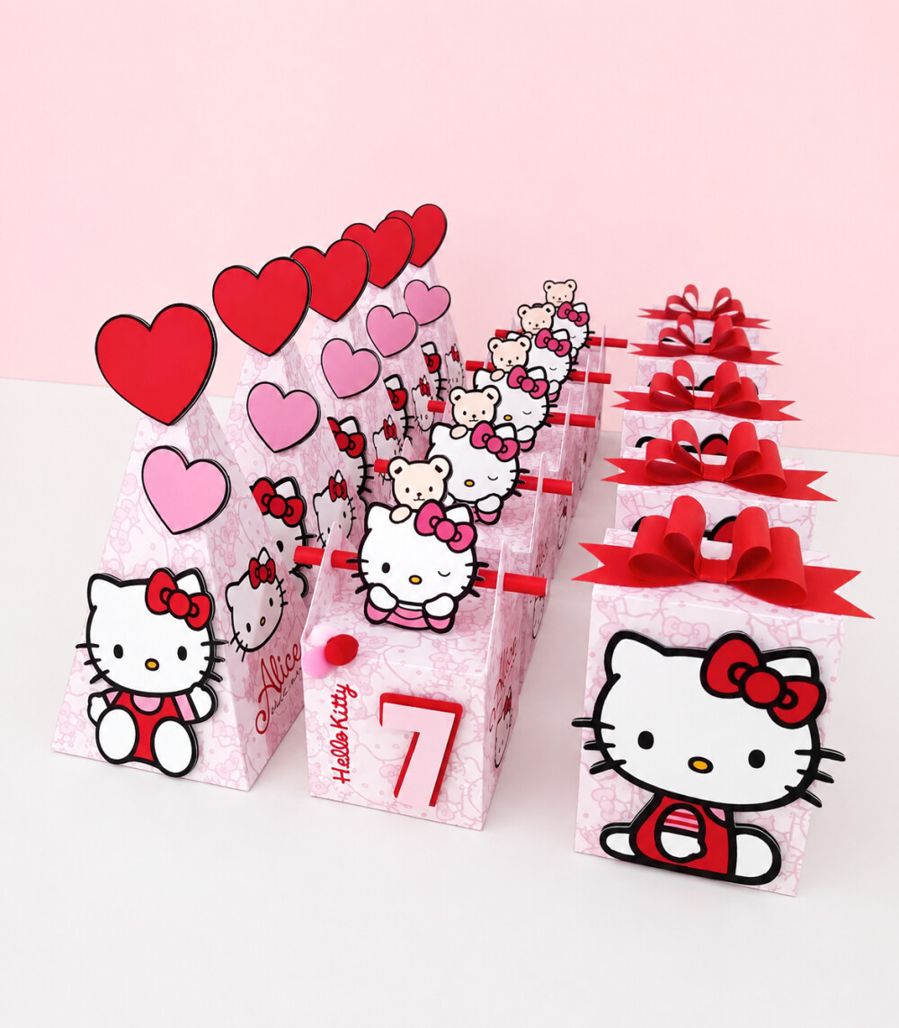 Kit Hello Kitty vermelha - 30 Unidades - Pegue e Monte