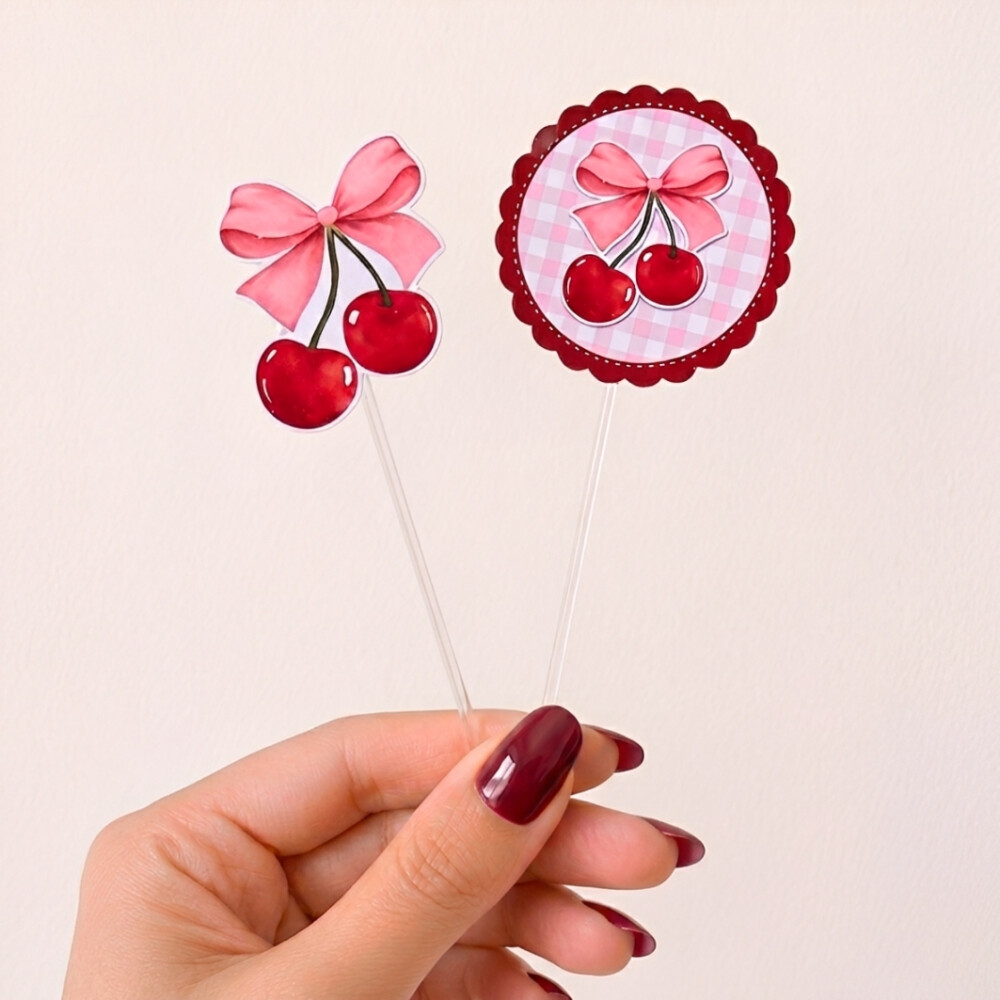 30 Topper para docinhos tag Cerejinha