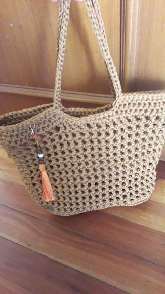 Bolsa de Crochê na Cor Palha