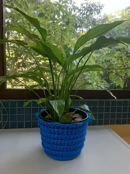 Vaso de Flores de Crochê