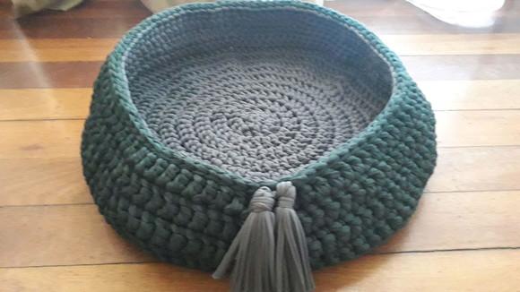 Cama Pet verde com cinza