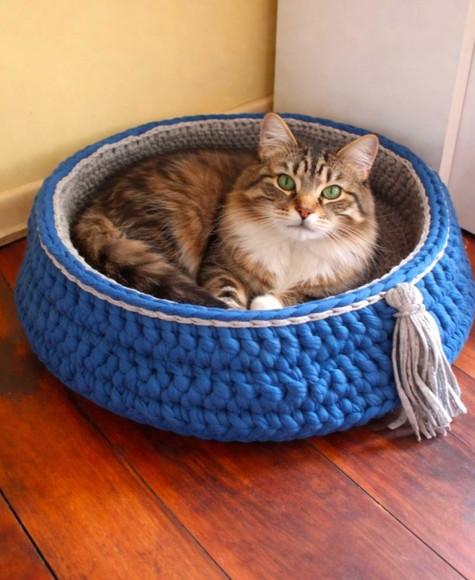 Cama Pet Cinza com Azul