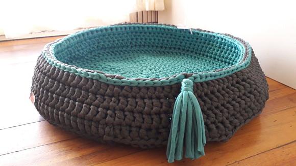 Cama Pet verde com cinza