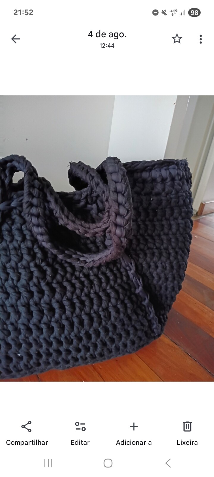 Bolsa de crochê preta